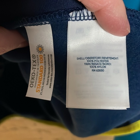 Lands’ End size XL navy, blue, neon yellow quarter snap fleece pullover top - Picture 7 of 9